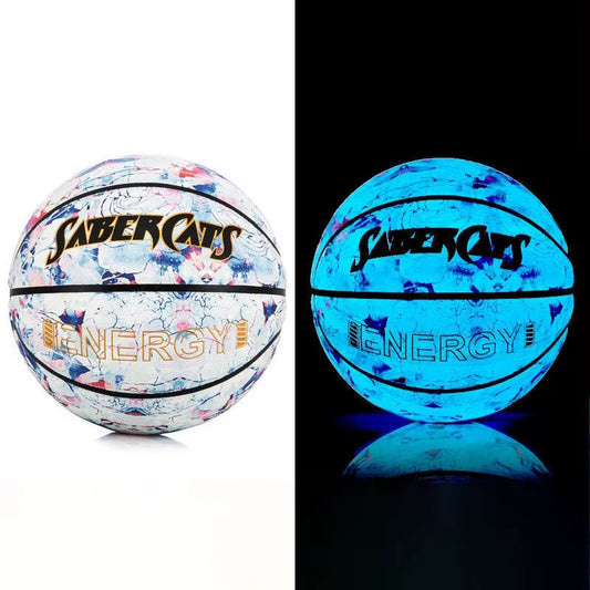 Glow in the Dark Basketball Blue Purple Light up Basketball Luminous after Sunlight Regular Size Weight Streetball for Birthday