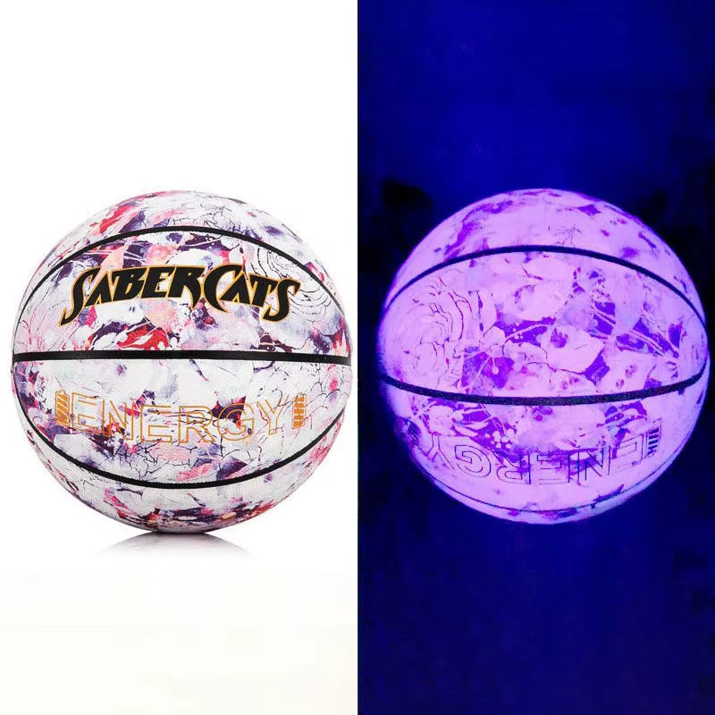 Glow in the Dark Basketball Blue Purple Light up Basketball Luminous after Sunlight Regular Size Weight Streetball for Birthday