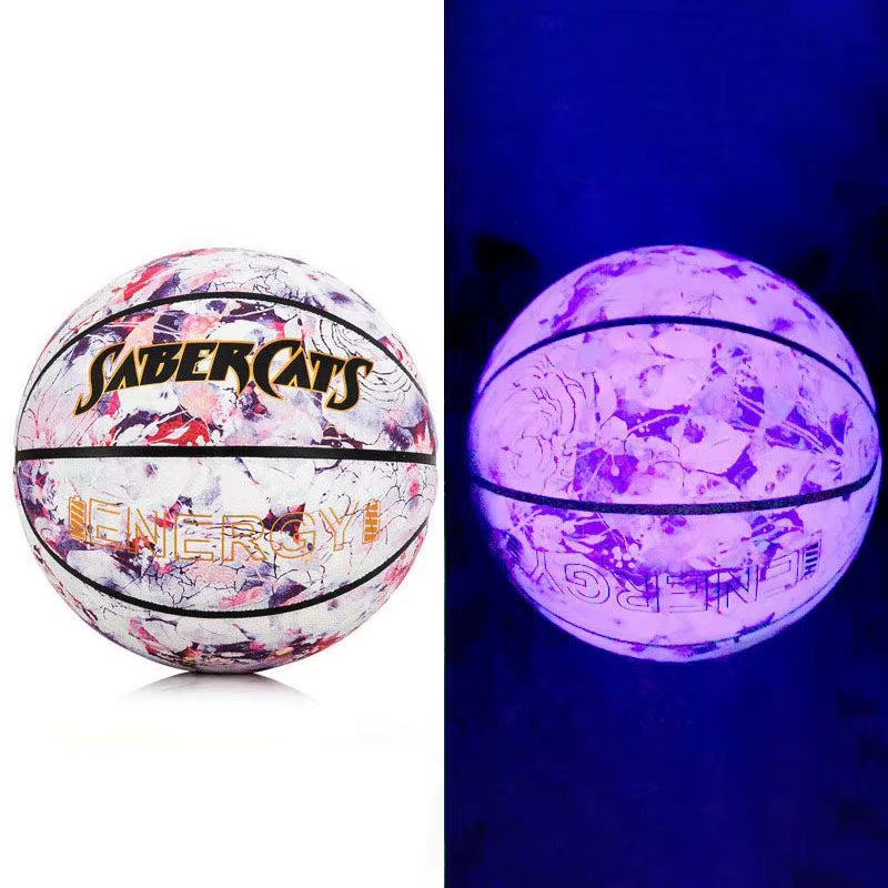 Glow in the Dark Basketball Blue Purple Light up Basketball Luminous after Sunlight Regular Size Weight Streetball for Birthday