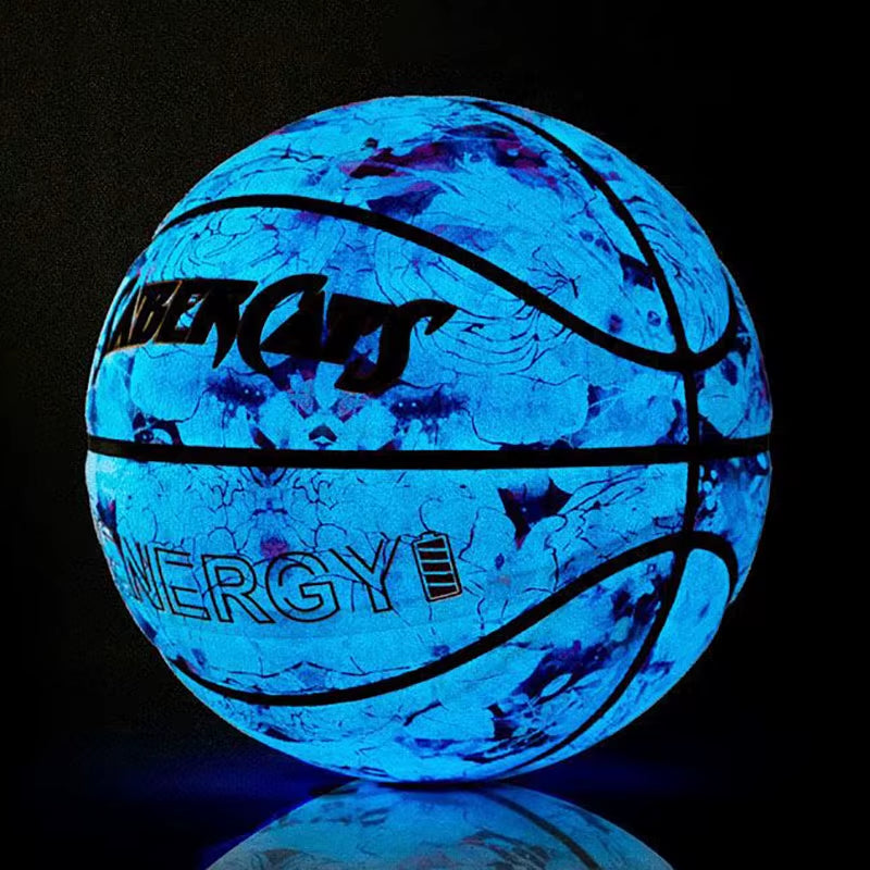 Glow in the Dark Basketball Blue Purple Light up Basketball Luminous after Sunlight Regular Size Weight Streetball for Birthday